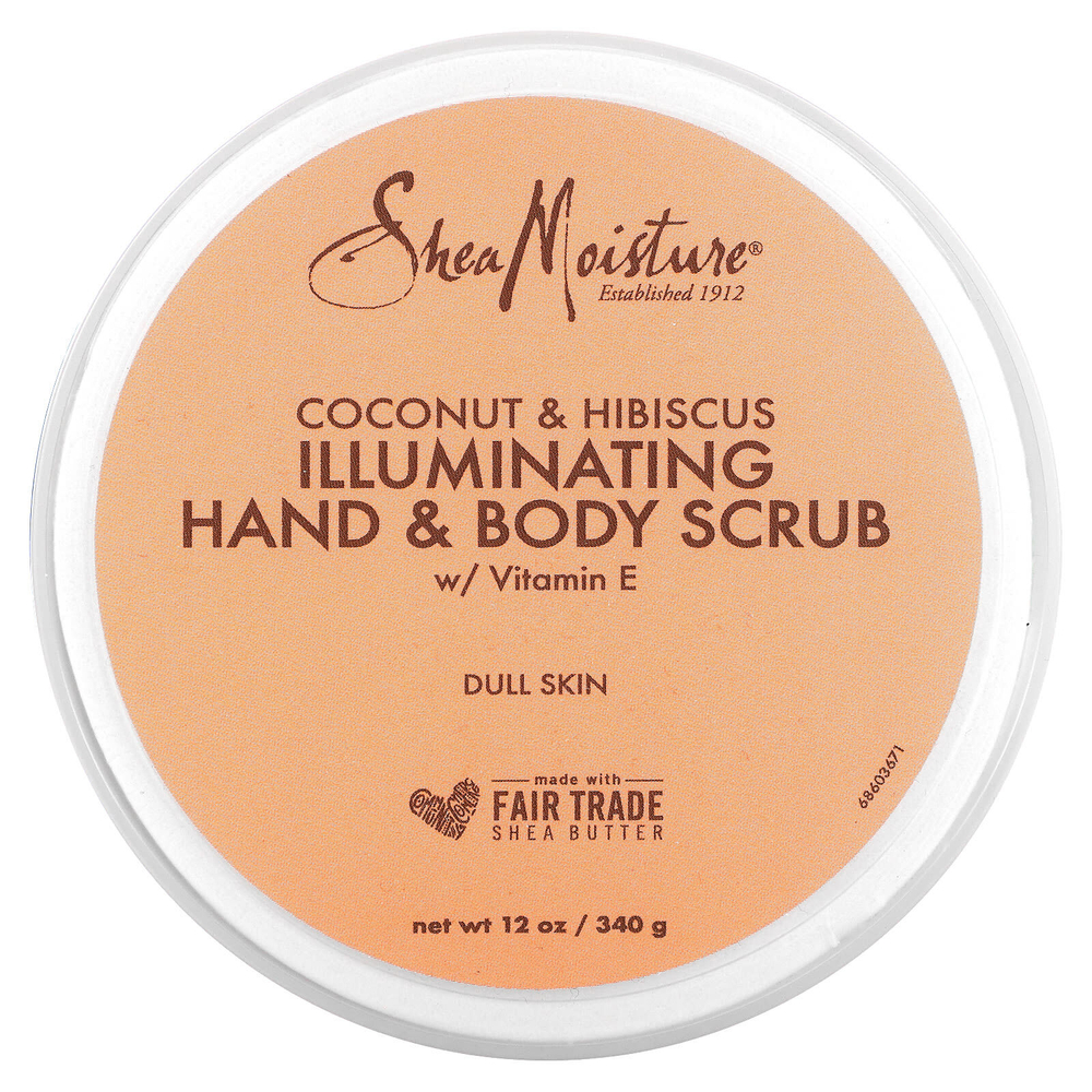 SheaMoisture, Осветляющий скраб для рук и тела с витамином E, кокосом и гибискусом, 340 г (12 унций)