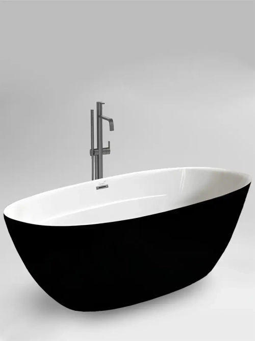 Ванна GRETA170GMB акриловая (1700x800x600) отдельностоящая, черная матовая снаружи, белая внутри со сливом-переливом Ceruttispa