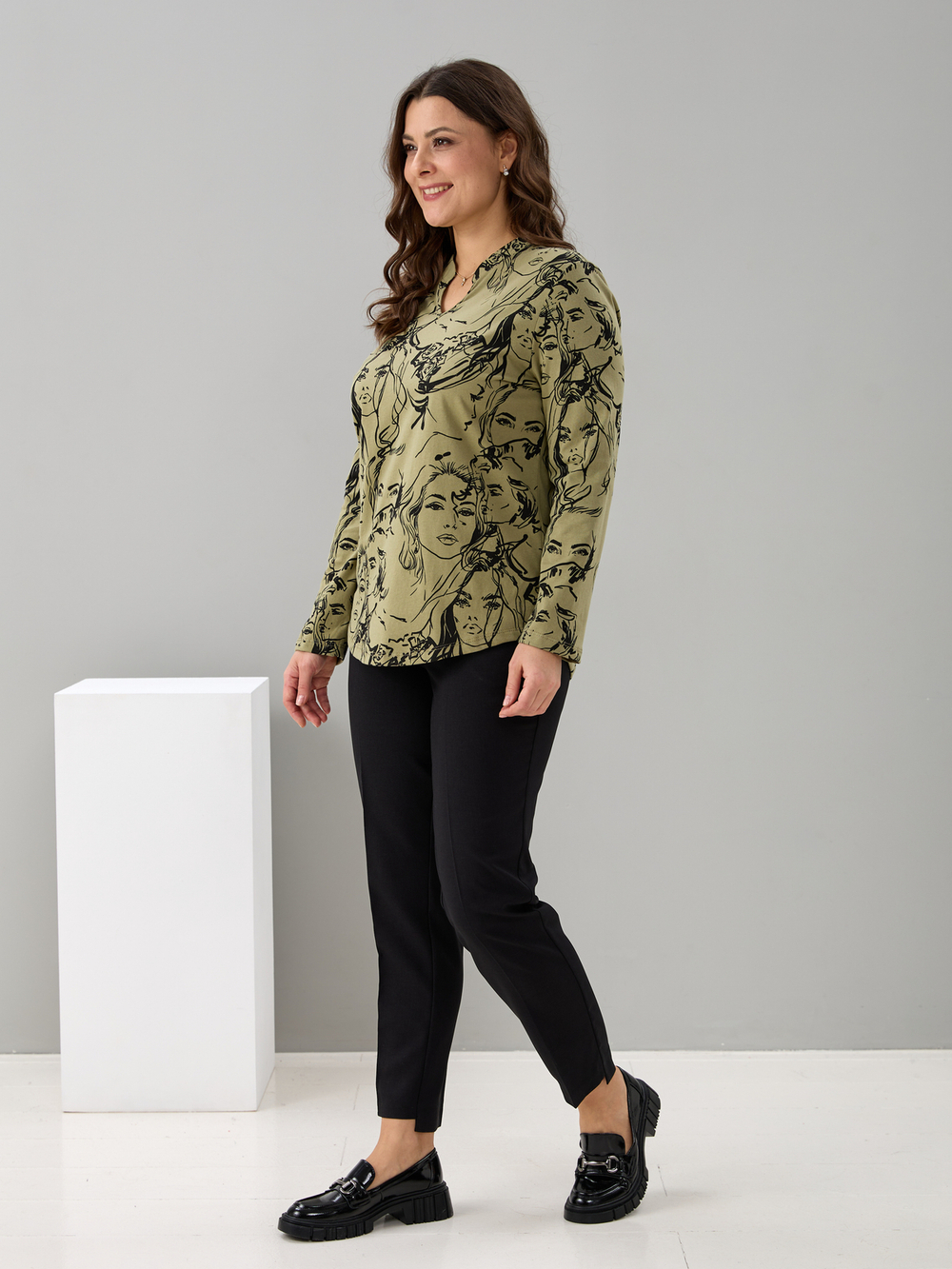 Блузка БЛк-073/хаки-лица