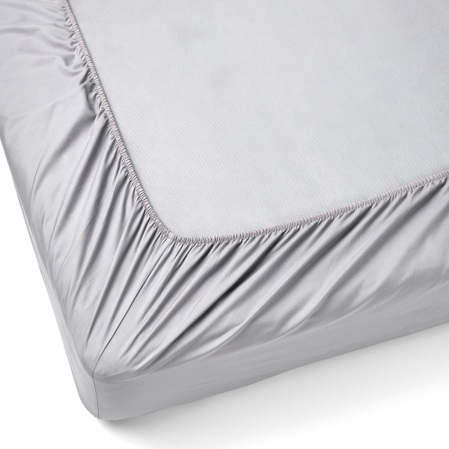 Сатиновая простынь на резинке ПЕРСЕЯ 90х200 | светло-серый