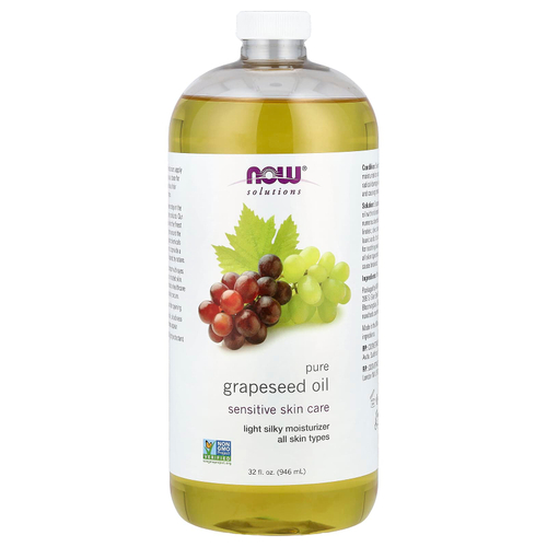 NOW Foods, Solutions, чистое масло из виноградных косточек, для всех типов кожи, 946 мл (32 жидк. Унции)