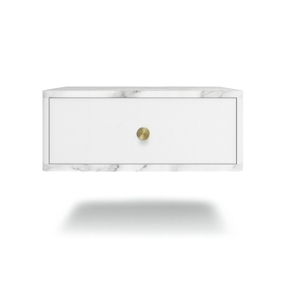 Тумба прикроватная подвесная ROYAL 5300 эко (Мрамор Каррара-р.золото)