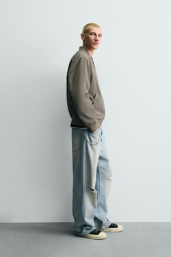 ZARA БОМБЕР ИЗ ВЫСОКОТЕХНОЛОГИЧНОЙ ТКАНИ, СЕРО/КОРИЧНЕВЫЙ