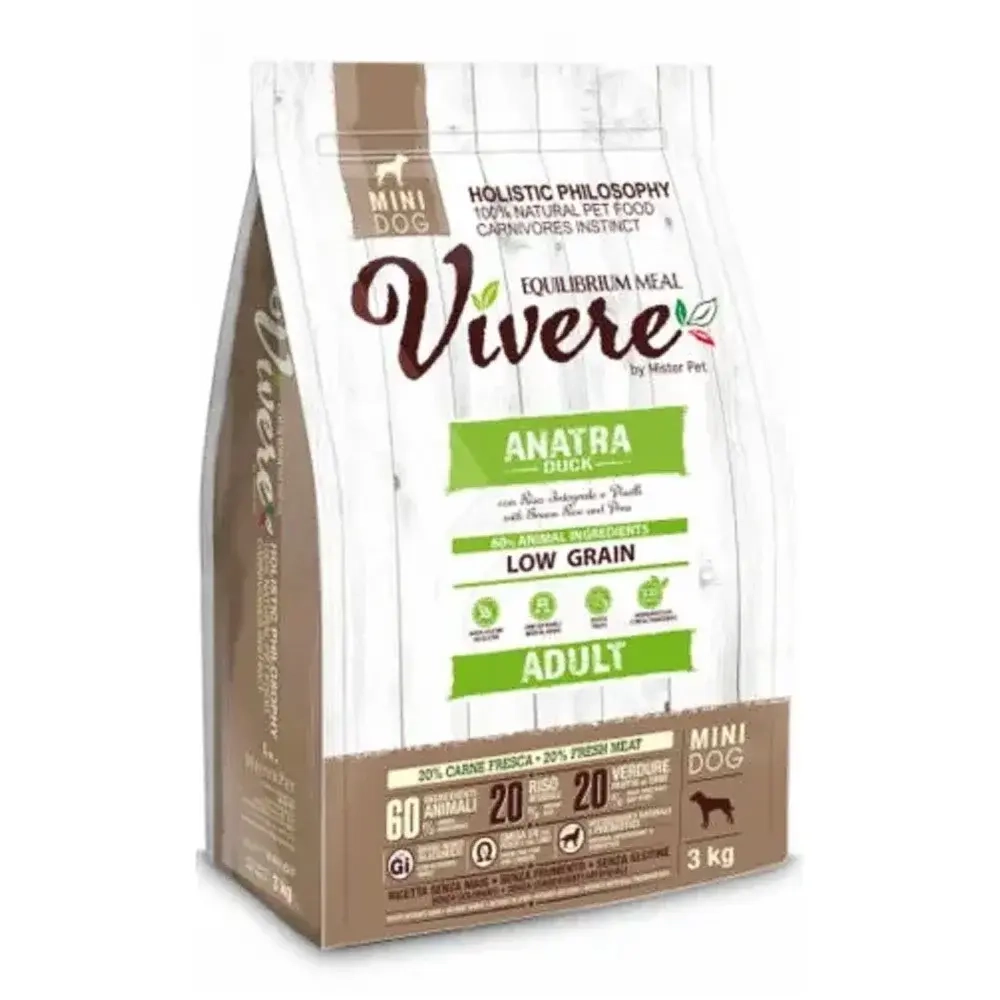 Сухой корм Vivere Duck mini dog вкус утка для взрослых собак мелких пород