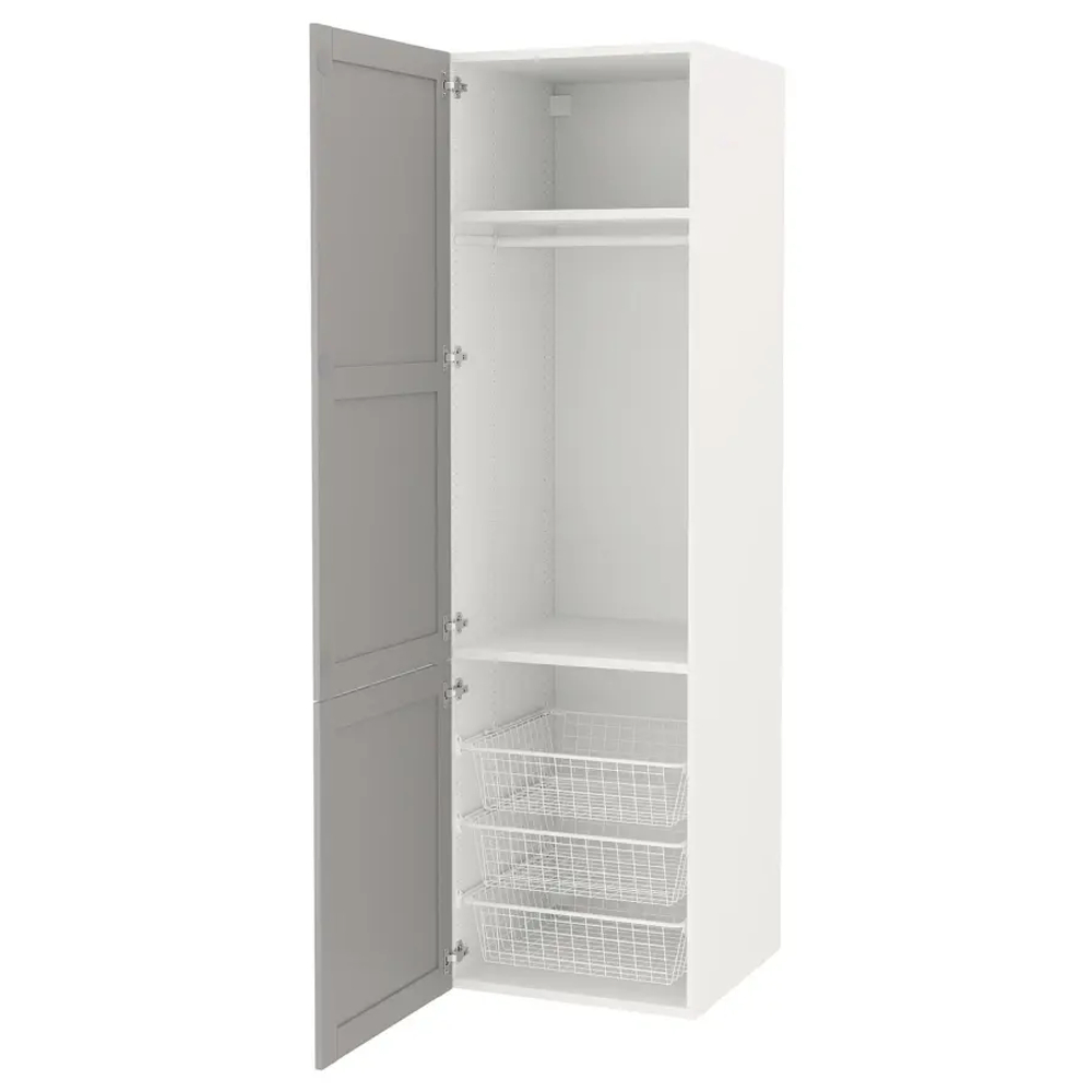 Высокая тумба для ванной - ENHET  IKEA/ЭНХЕТ ИКЕА, 60x62x210 см, белый/серый