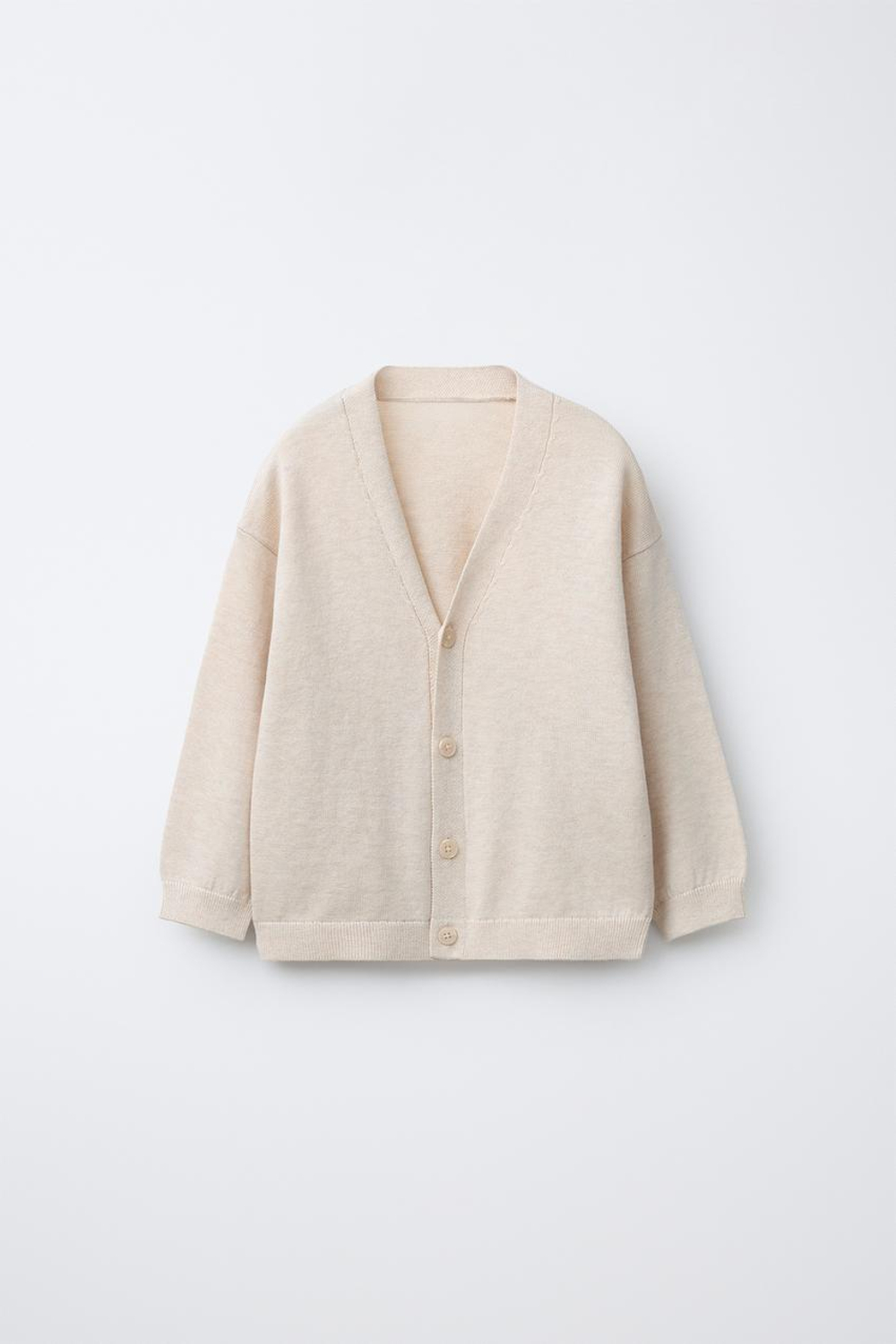 ZARA ОДНОТОННЫЙ КАРДИГАН, ЭКРЮ