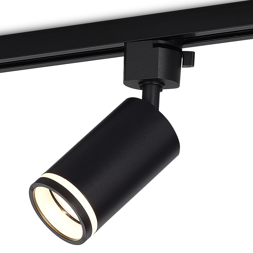 Светильник трековый, поворотный, GU10, D55хH155мм, IP20, черный, без лампы