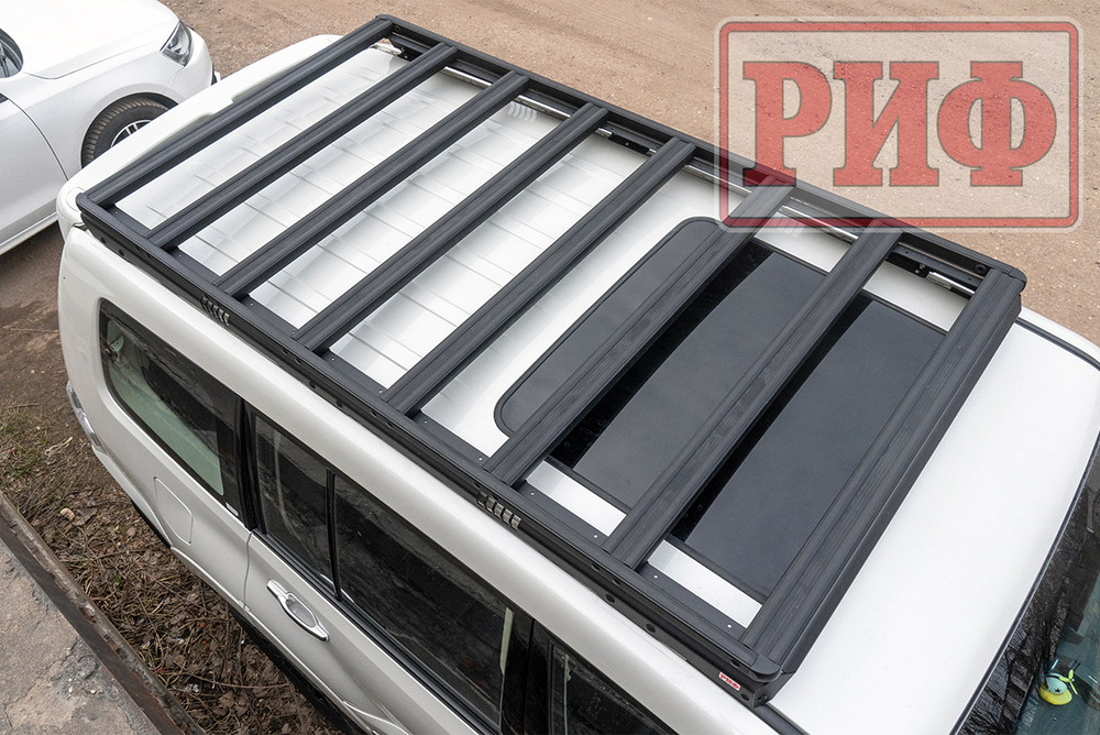 Багажник экспедиционный (платформа) алюминиевый 1150x2080 мм для Mitsubishi Pajero IV (с крепежом) РИФ