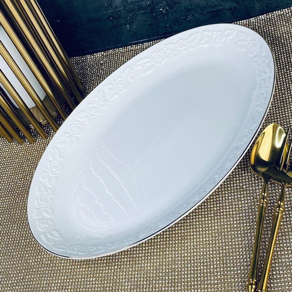 Lenardi 109-156 Овальное блюдо 36см БЕЛАЯ РОЗА в под.уп.(х8)Фарфор