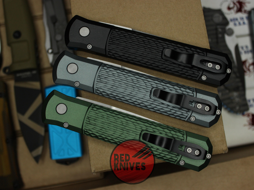 Нож Pro-Tech Godfather Black (кастом) - черная рукоять, клинок стоунвош