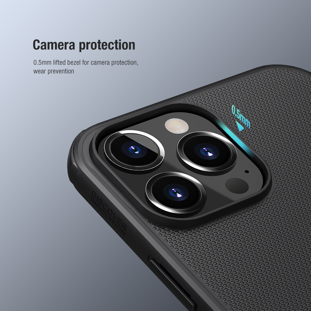Чехол усиленный от Nillkin для телефона iPhone 13 Pro, серия Super Frosted Shield Pro, двухкомпонентный, черный цвет