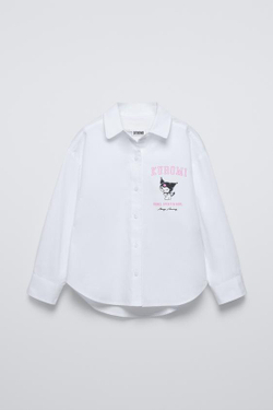 ZARA РУБАШКА С ПРИНТОМ KUROMI © SANRIO, БЕЛЫЙ