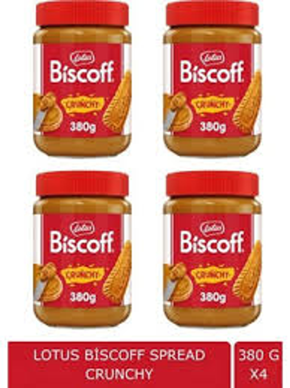 Lotus Biscoff Crunchy Spread — паста из карамелизированного печенья, 380 г × 4 - Lotus