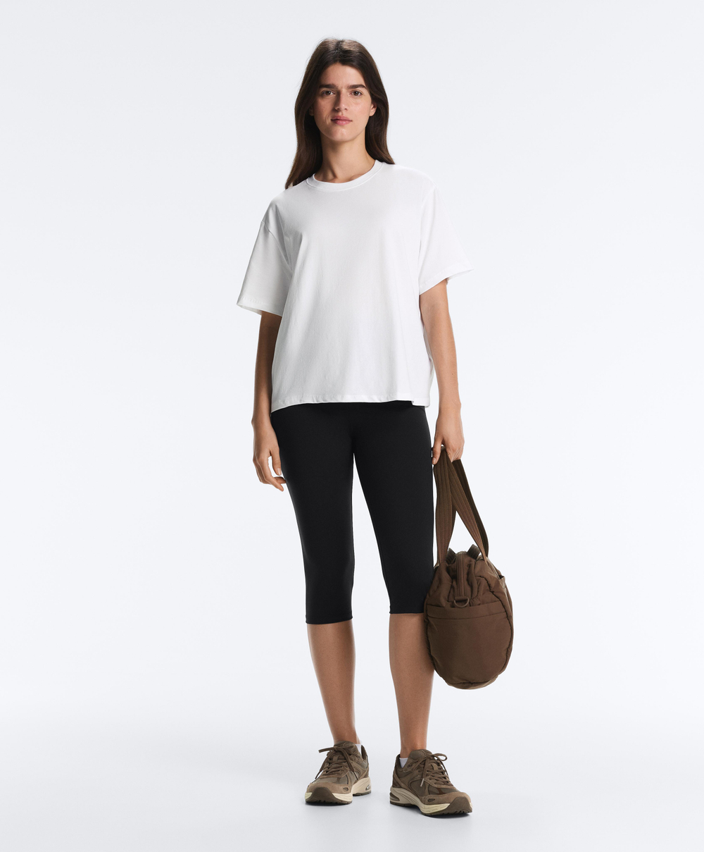 Oysho Boxy футболка с короткими рукавами из смесового хлопка, белый
