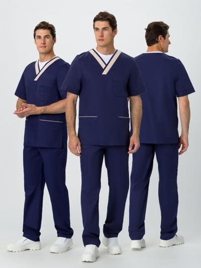 Костюм мужской Симпл-001 (тк.Смесовая,120) MedLine, т.синий/бежевый