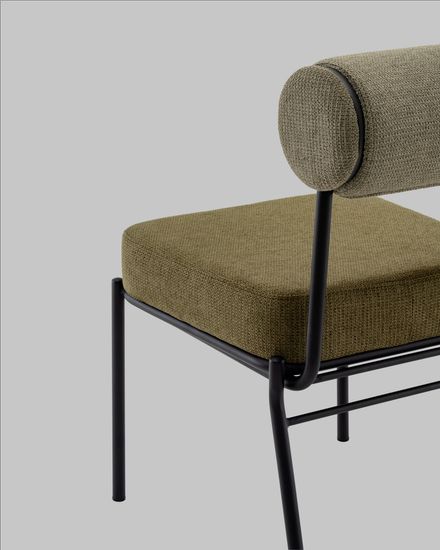 Стул обеденный Ponpoun зелёная ткань, ножки черная сталь