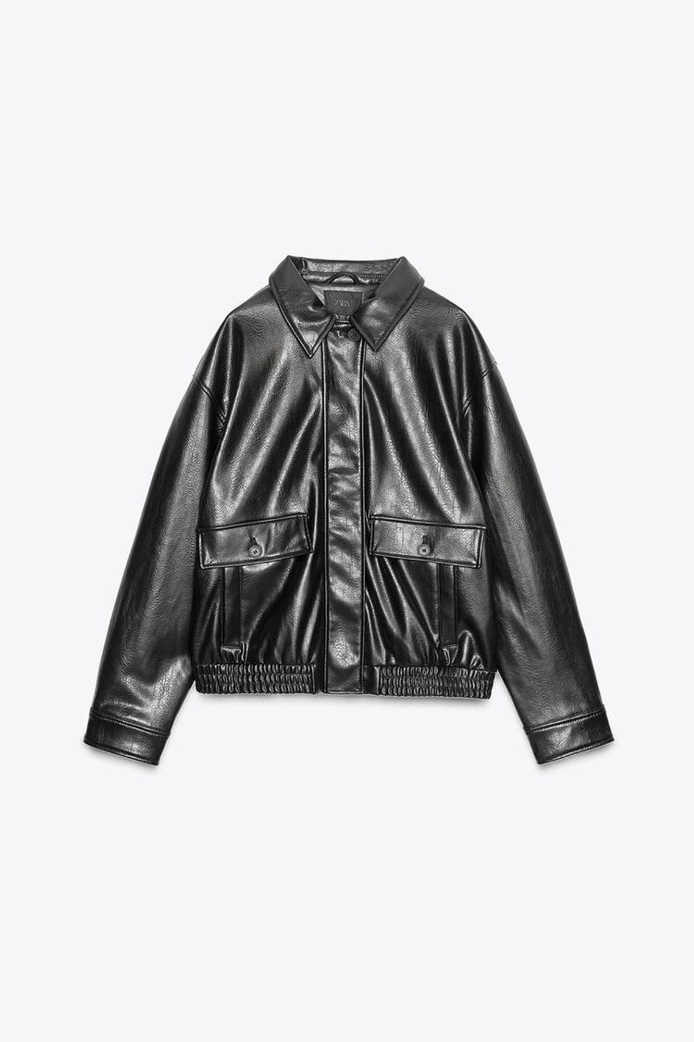 ZARA БОМБЕР ИЗ ИСКУССТВЕННОЙ КОЖИ, ЧЕРНЫЙ