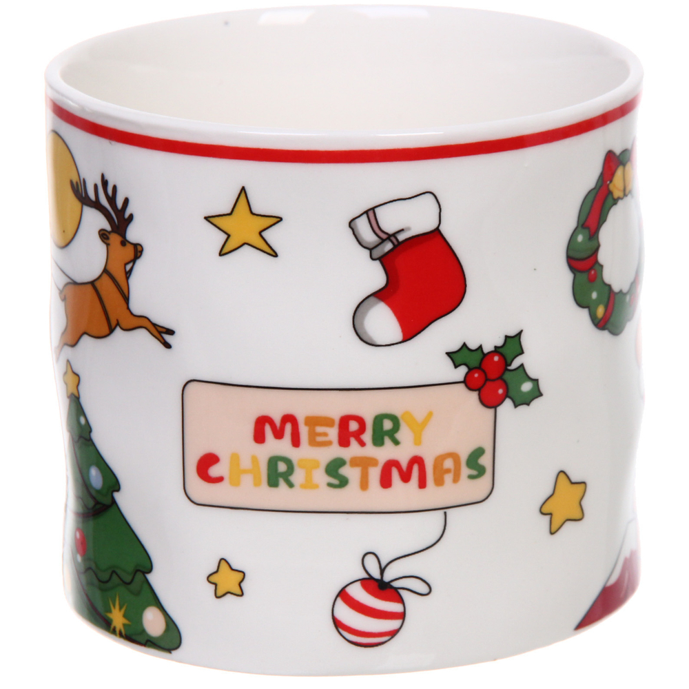 Кружка керамическая 350мл «Санта» с крышкой и ложкой