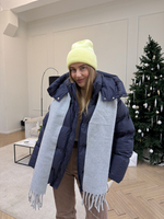 Пуховик Рокет миди синий