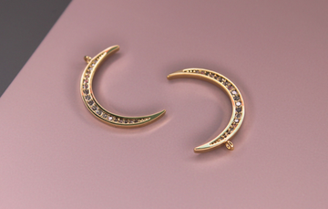 Подвеска месяц инкрустация фианитами 23х13 мм позолота