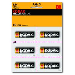 Батарейки Kodak LR6-12BL perforated (6x2BL) XTRALIFE Alkaline [KAA-2x6 perf] | Батарейки Щелочные (Алкалиновые)