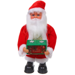 Дед Мороз музыкальный 30 см в красной шубе с подарком, микс (работает от 3*АА - в комплект не входят)