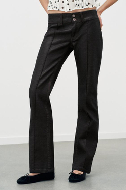 ZARA ДЖИНСЫ TRF С НИЗКОЙ ПОСАДКОЙ И ВОЩЕНЫМ ПОКРЫТИЕМ, ШОКОЛАДНЫЙ