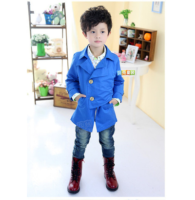 Плащ детский однотонный на двух пуговицах