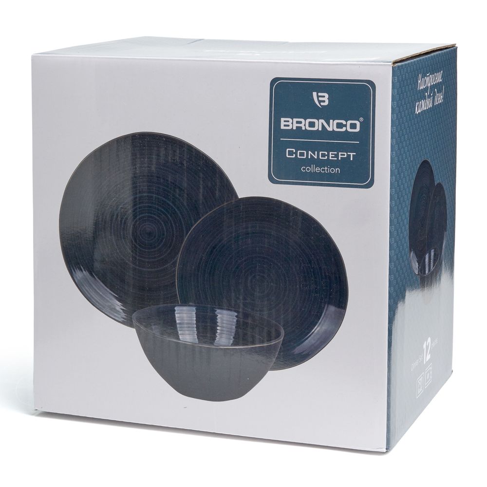НАБОР ОБЕДЕННЫЙ BRONCO "CONCEPT" НА 4ПЕР. 12 ПР. СИНИЙ
