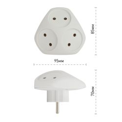 Разветвитель электрический ЭРА SPx-3-W на 3 розетки без заземления 10А белый