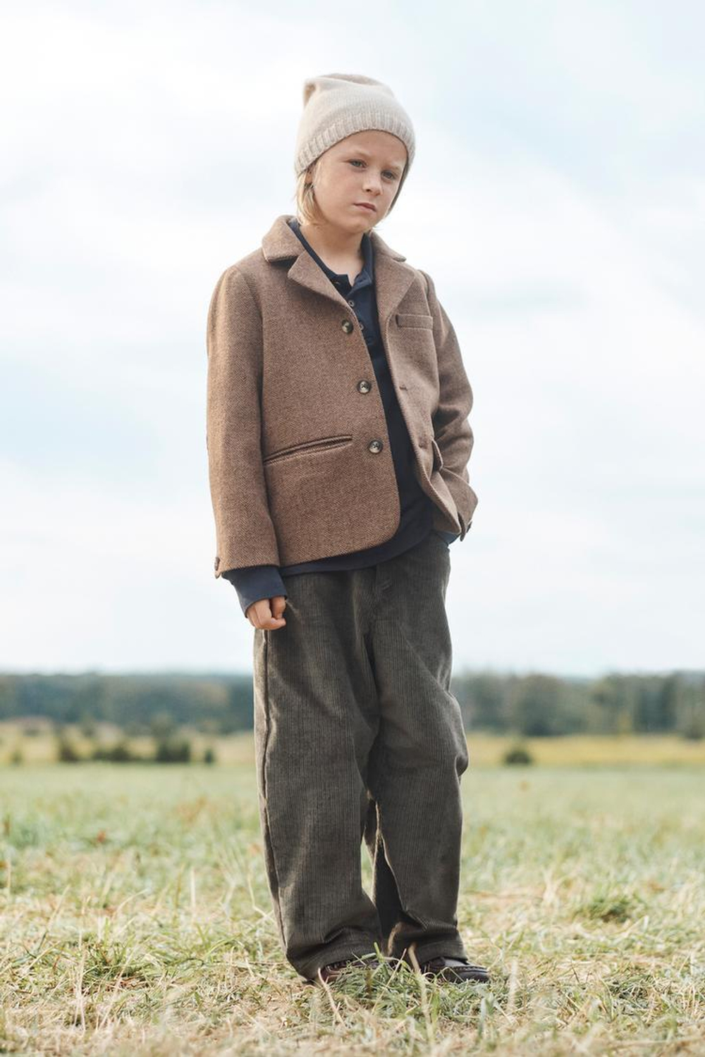 ZARA БЛЕЙЗЕР ИЗ СМЕСОВОЙ ШЕРСТИ, КОРИЧНЕВЫЙ