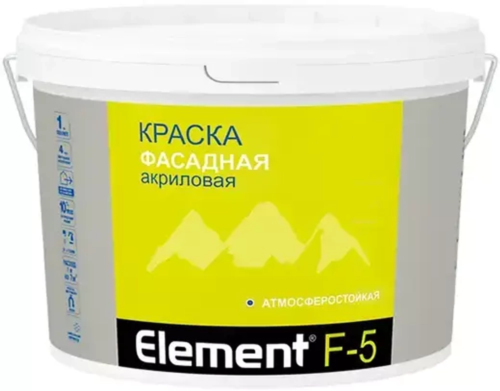 Краска Alpa Element F-5 фасадная акриловая атмосферостойкая белая 2л