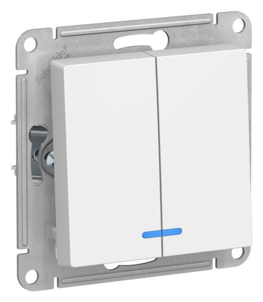 Выключатель 2-кл. AtlasDesign (сх. 5а) 10AX с подсветкой механизм лотос SE ATN001353 Выключатель 2-кл. AtlasDesign (сх. 5а) 10AX с подсветкой механизм лотос SE ATN001353