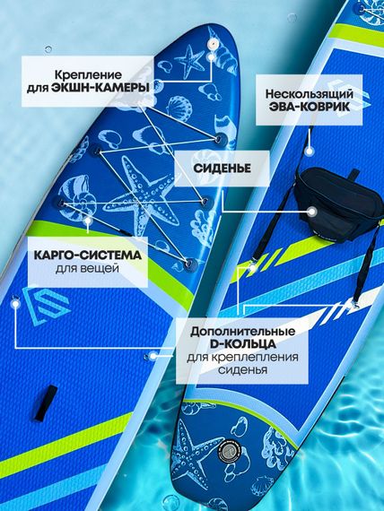 Сапборд надувной с сиденьем Uwithme Starfish Blue 350x89x15 см