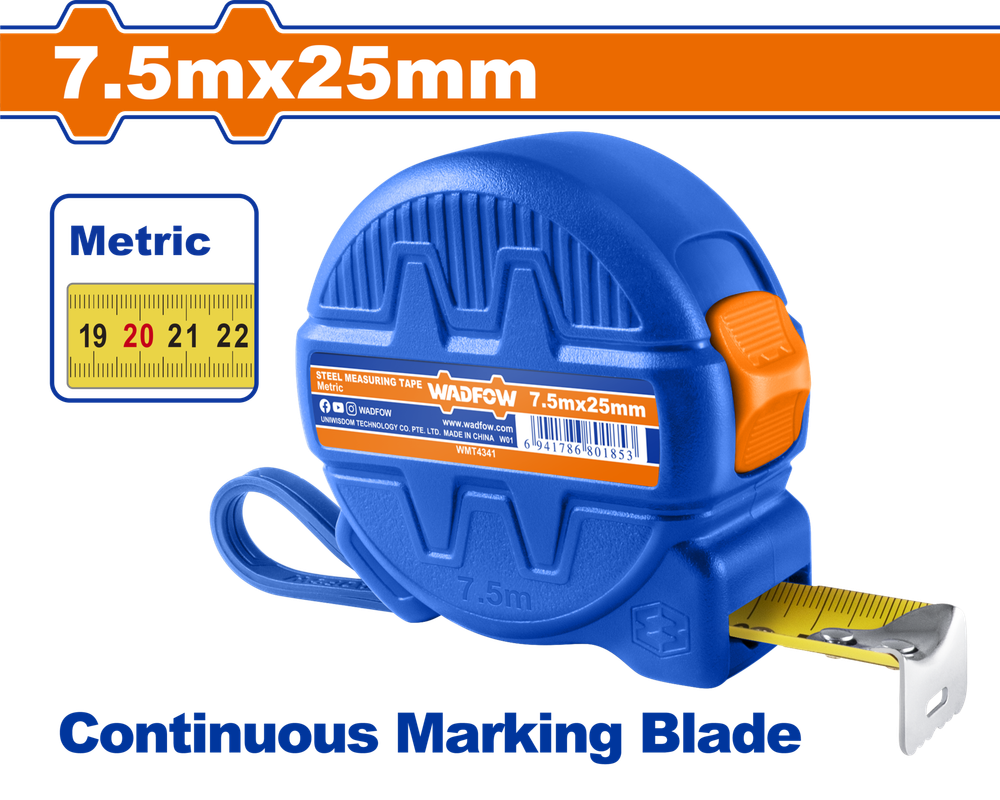 Рулетка WADFOW WMT4341 7,5x25 мм