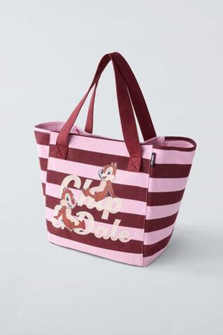 ZARA СУМКА-ШОПЕР CHIP AND DALE © DISNEY, РОЗОВЫЙ