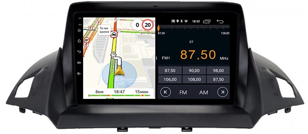 Магнитола для Ford Kuga 2011-2019 (рамка с зазорами) - Parafar PF362FHD на Android 13, 8-ядер, 2Гб+32Гб, CarPlay, 4G SIM-слот