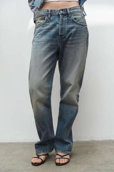 ZARA ДЖИНСЫ TRF BOYFRIEND СО СРЕДНЕЙ ПОСАДКОЙ, МОРСКОЙ СИНИЙ