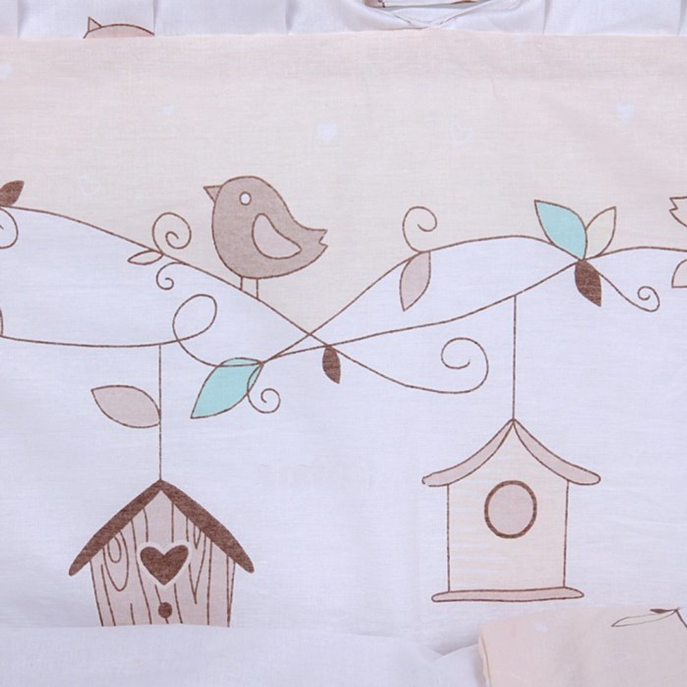 Комплект в кроватку 6-ти предметный. "Любящие птенчики", бежевый