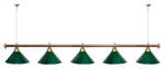 Лампа STARTBILLIARDS 5 пл. (плафоны зеленые,штанга зеленая,фурнитура золото)