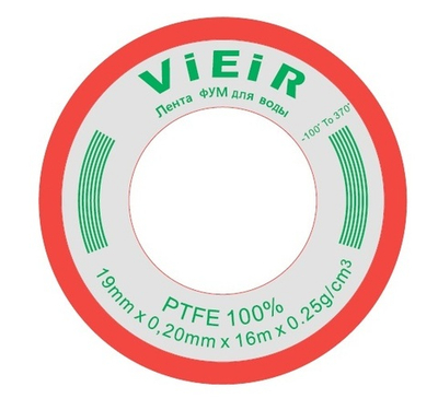 Фум лента большая (16м*19мм*0,20мм) упак. КРАС.  ViEiR  (600/10шт)