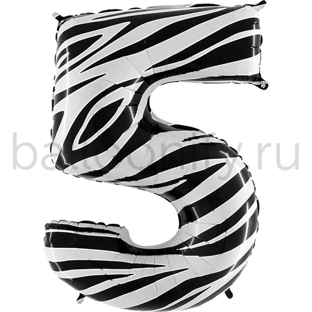 Шар ЦИФРА 5 Zebra 40" 102 см