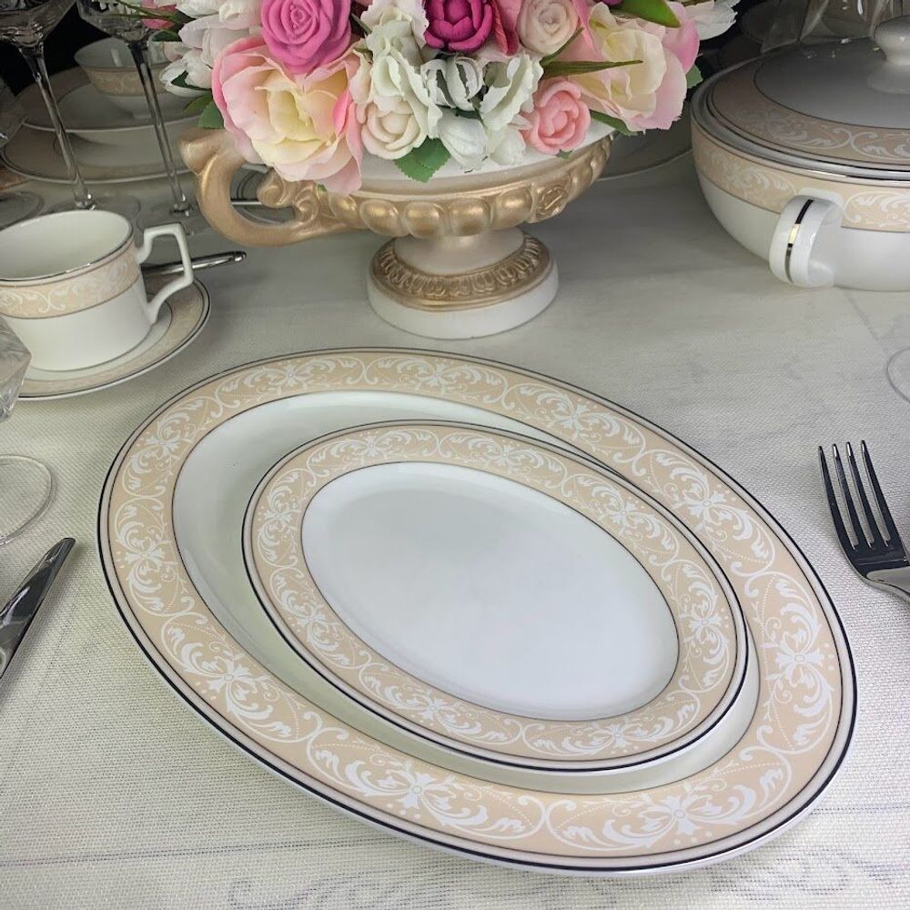 Lenardi 145-357 Овальное блюдо 23см ДЖУЛЬЕТТА в под.уп.(х30)Костяной фарфор