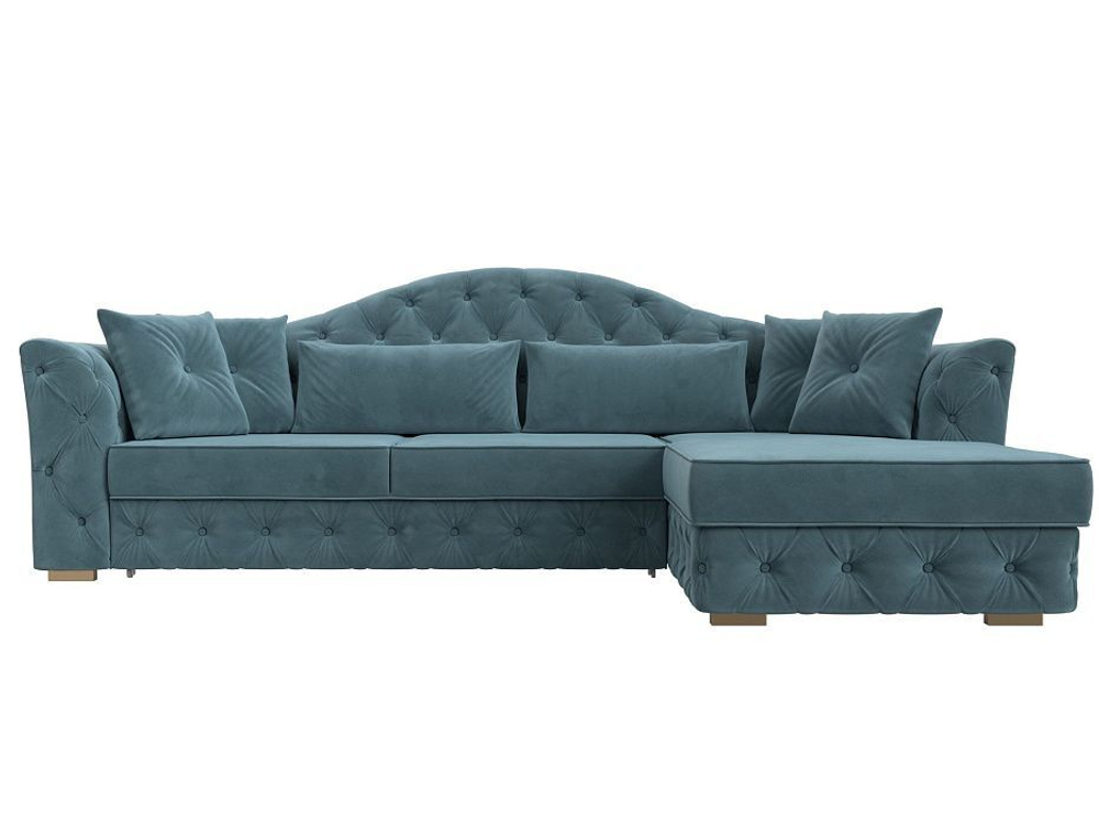 Диван угловой Артис правый угол, Бирюзовый, Велюр, 121583