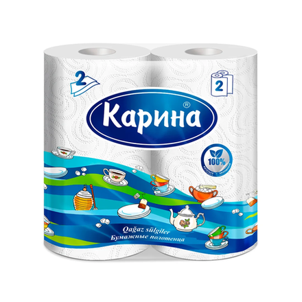 Бумажное полотенце Карина 2 слоя 2 рулона