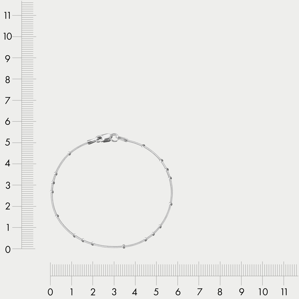 Браслет цепной из белого золота 585 пробы с плетением "Снейк" без вставок (арт. НБ 18-083-3 0.25)
