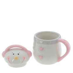 GAEM Кружка с крышкой "Снеговик меломан", 400 мл, L12,5 W9 H14 см