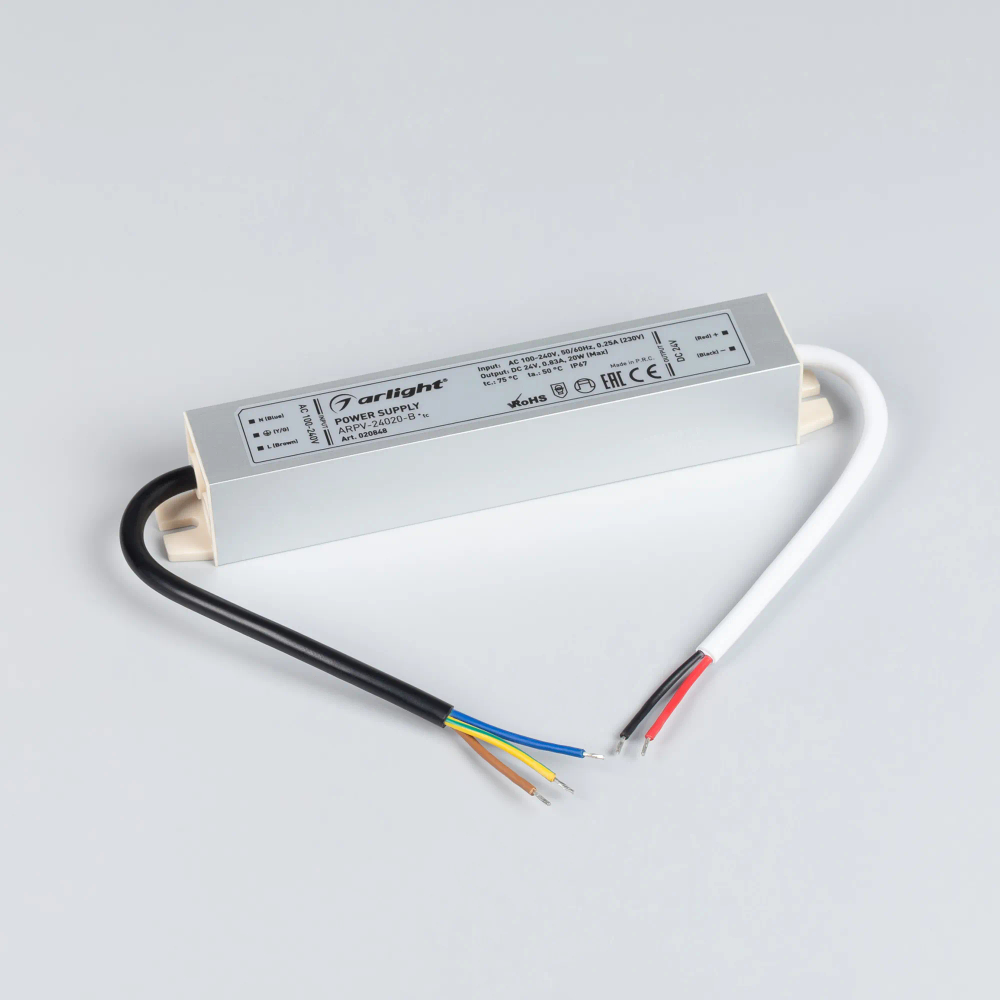 Блок питания ARPV-24020-B (24V, 0.8A, 20W) (Arlight, IP67 Металл, 3 года) 020848