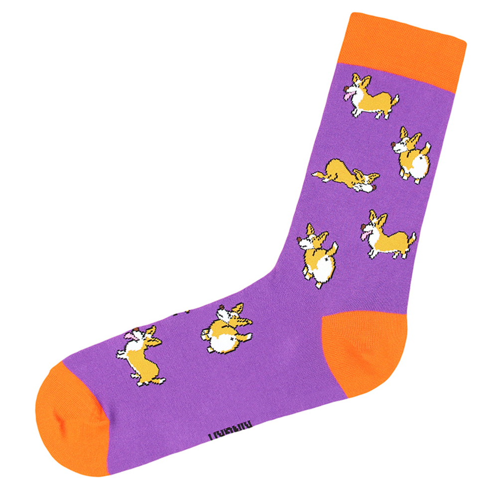Подарочные носки "с Корги", Фиолетовые