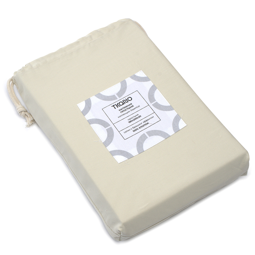 Простыня на резинке 180x200x30см Tkano Essential серо-бежевая tk23-fs0006